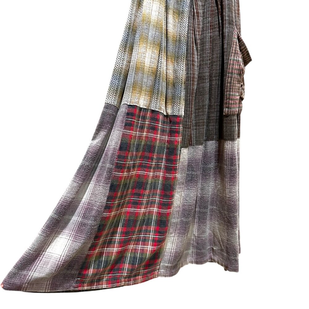 Vintage Cottagecore Whimsigoth Retro Plaid Patchwork Cotton Overall Maxi Dress - Picture 6 of 6
